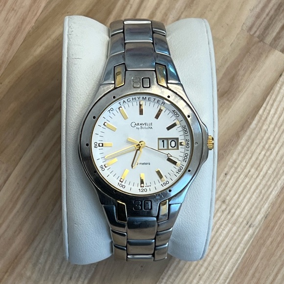 Caravelle by Bulova Men’s Watch White Dial Two Tone Bracelet Date Window - Picture 3 of 11